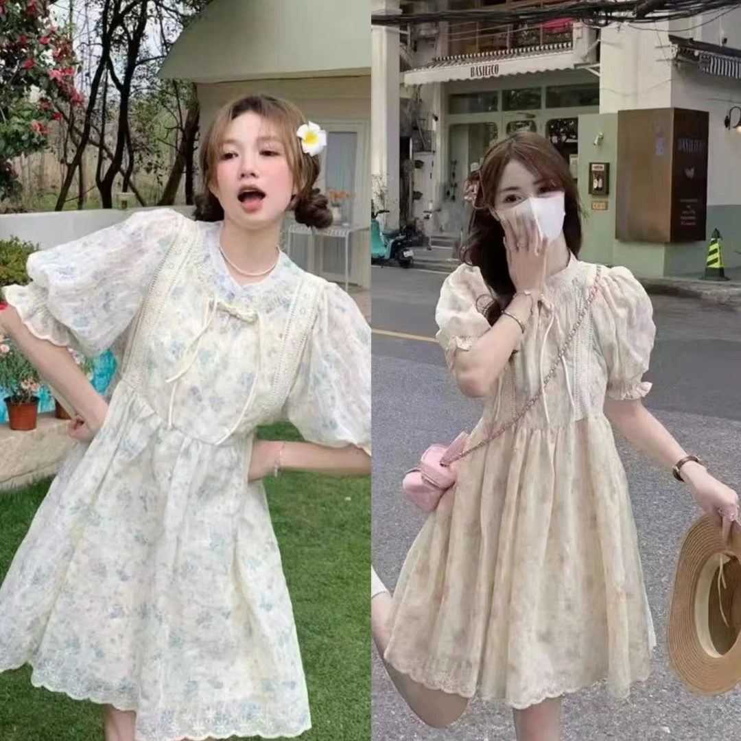 LL琳大码女装茶歇法式初恋碎花连衣裙胖mm森系甜美超仙短裙子1061