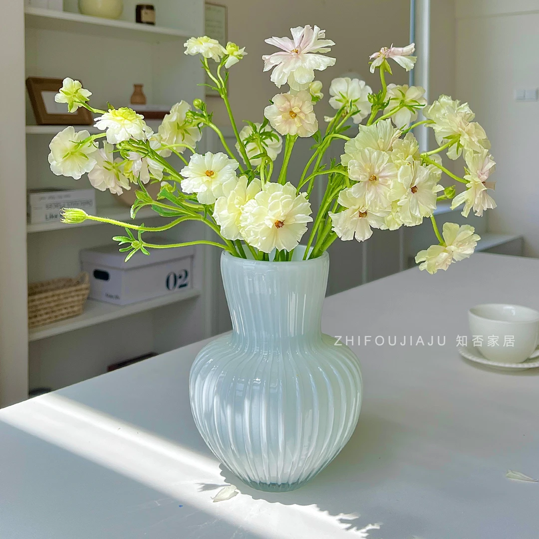 冰美人玻璃花瓶轻奢高级设计感小众中古风琉璃客厅摆件水养鲜花器