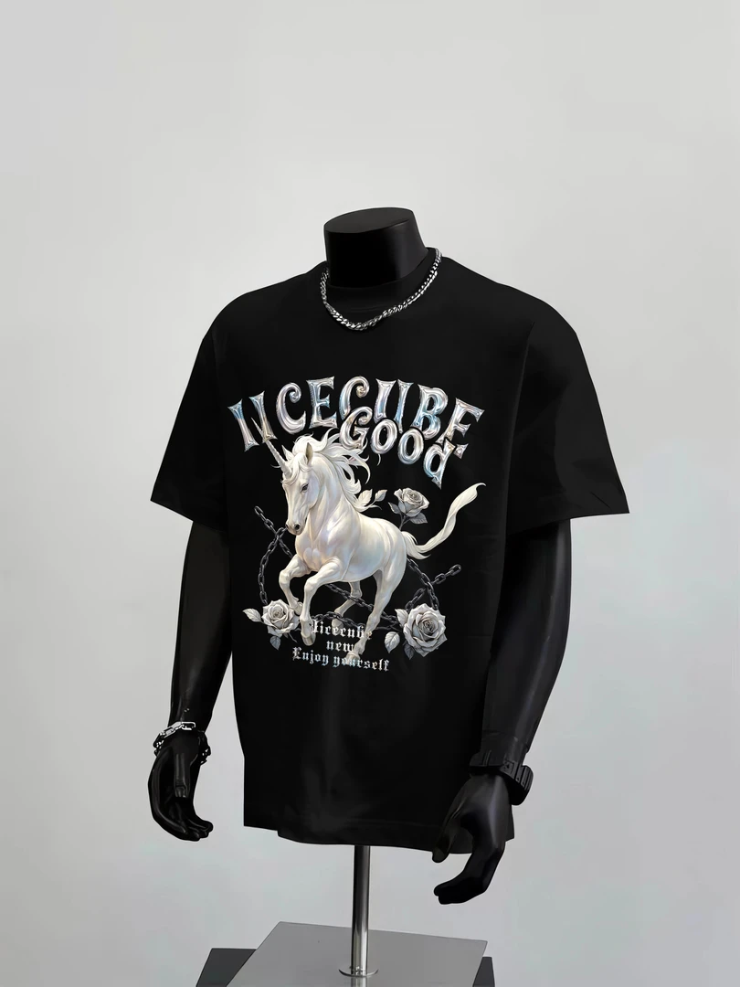 260g！美式复古高街磅纯棉短袖T恤oversize简约百搭男女同款上衣