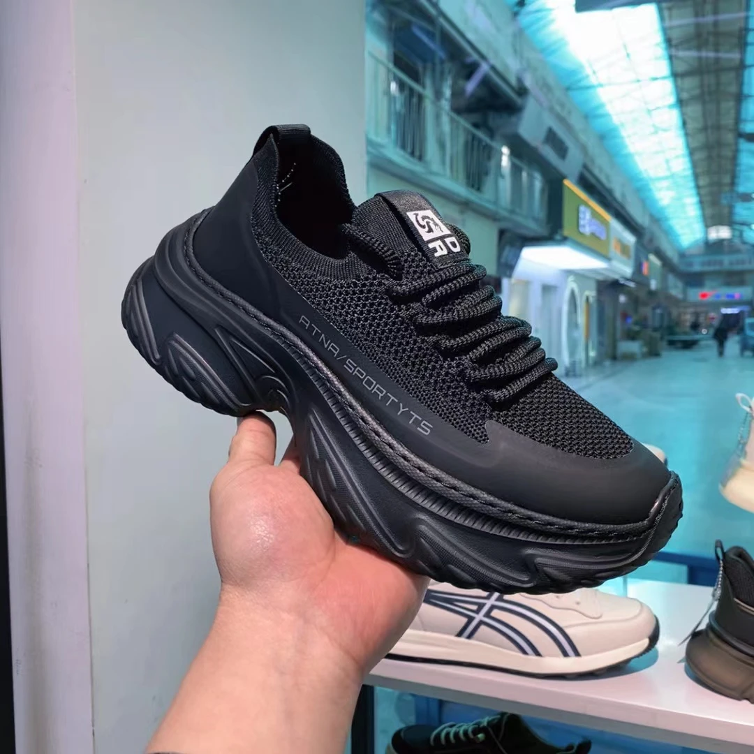 春夏男鞋新款厚底增高透气网面时尚个性超轻运动鞋男款潮流老爹鞋