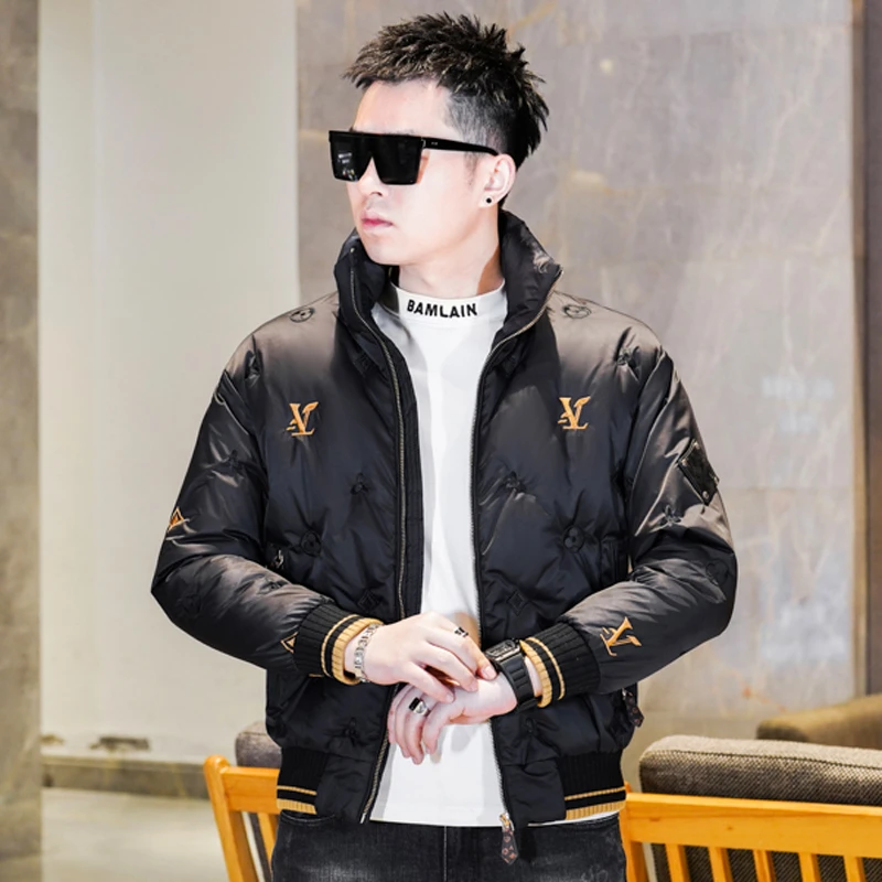 高端欧货羽绒服男款冬季2024最新款爆款潮流刺绣立领加厚男士外套
