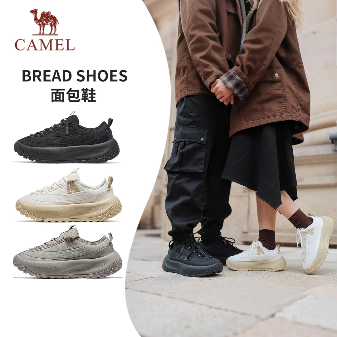 【面包鞋】骆驼户外慢跑鞋秋冬新款缓震情侣厚底防滑跑鞋休闲运动鞋