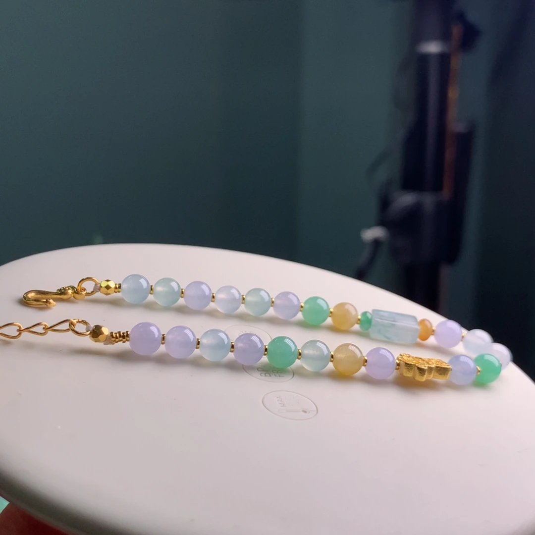 足金镶嵌手链翡翠手链