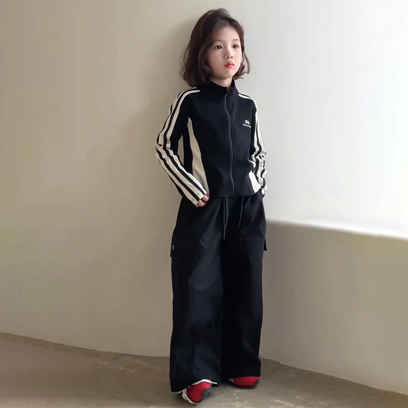 女童运动套装春装2025新款儿童时髦洋气外套女大童春秋休闲工装裤