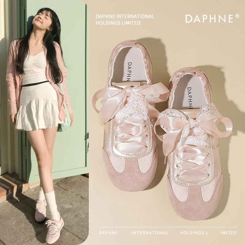 达芙妮平底阿甘鞋女款2025新款夏季超火时尚软底芭蕾德训鞋板鞋女