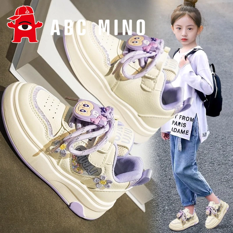ABC MINO拉布布女童运动鞋2025新款秋季女孩小白板鞋跑步儿童鞋子