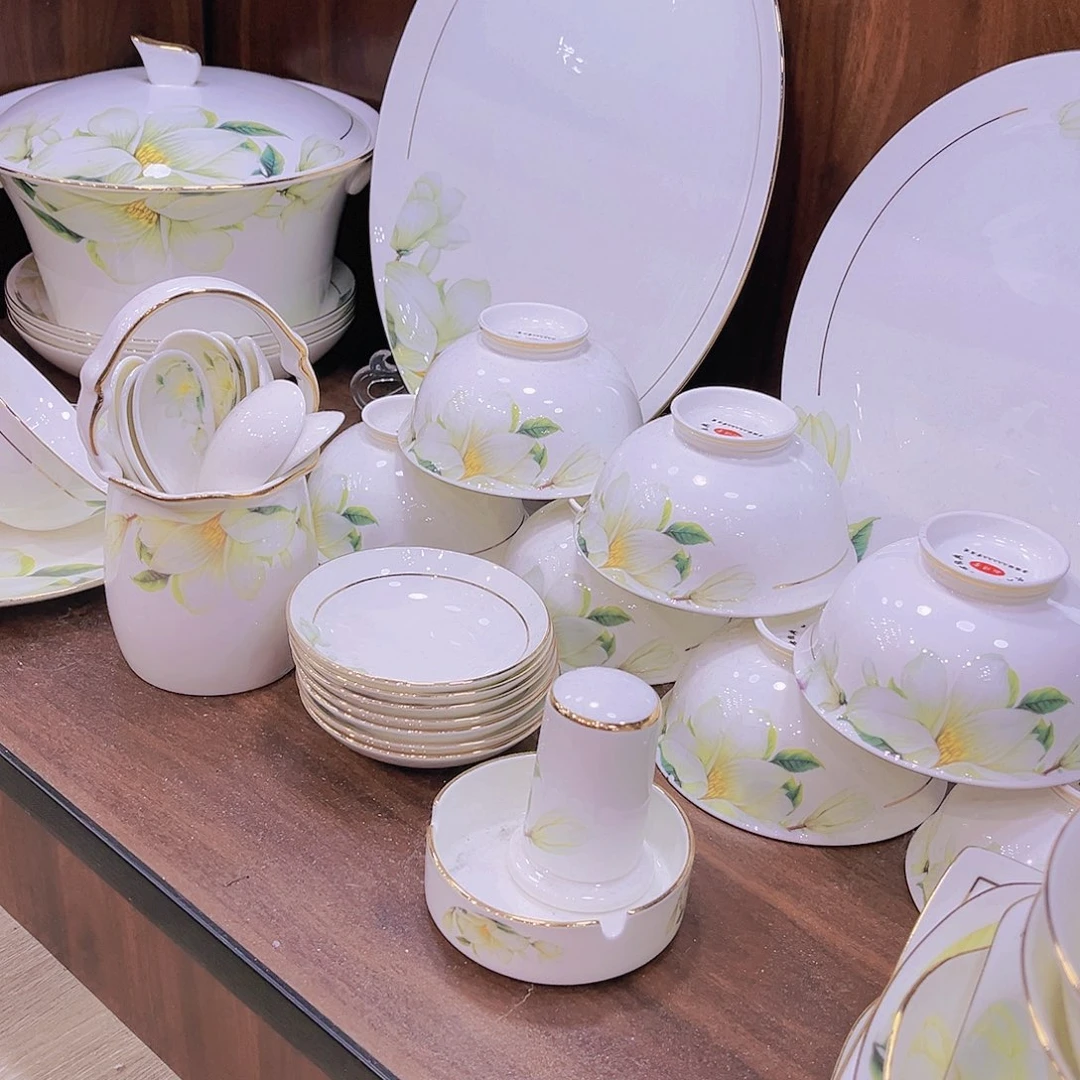 【闪购商品】瓷一壶10杯玉兰花