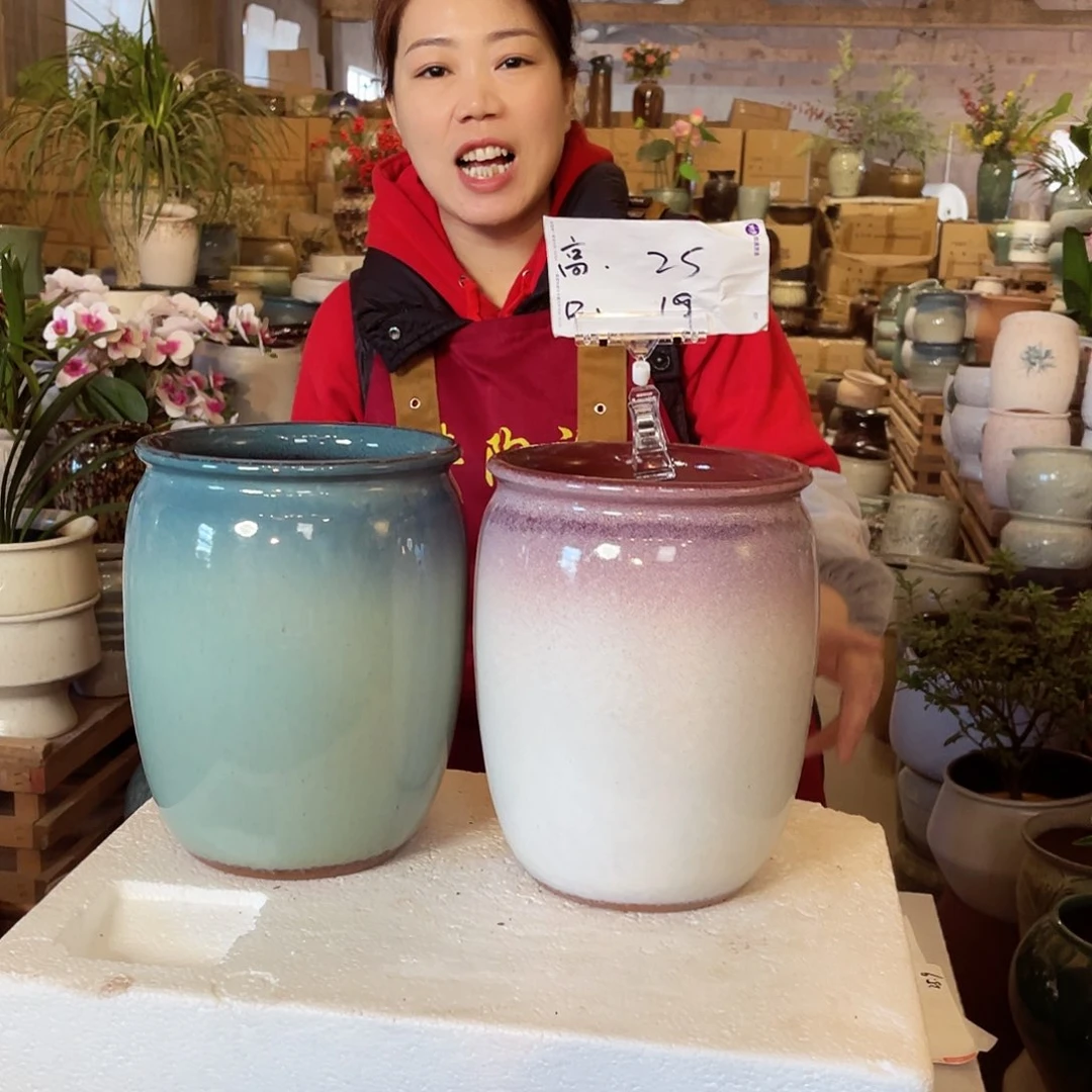 紫砂花盆高度25口径19