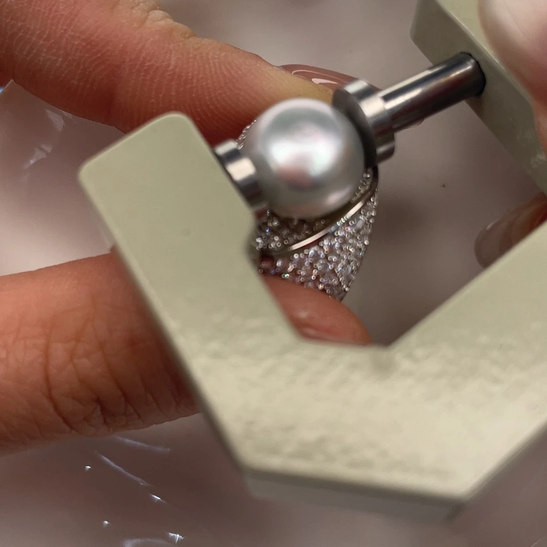 戒指银S925镶嵌海水珍珠