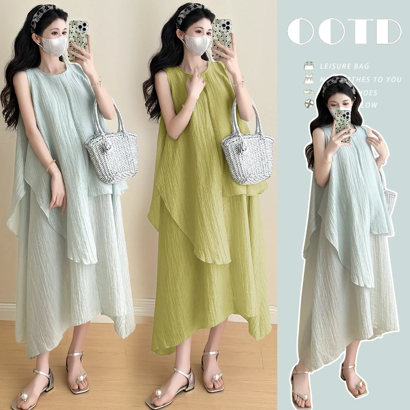 孕妇装2025夏季新款法式设计宽松气质高级显瘦轻奢孕期连衣裙