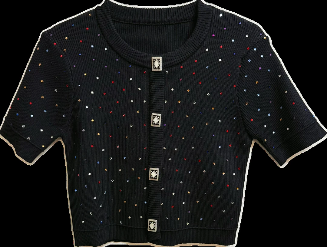 【晓晓】【044-090】短袖百搭潮流时尚气质轻奢小香风设计师夏季春夏