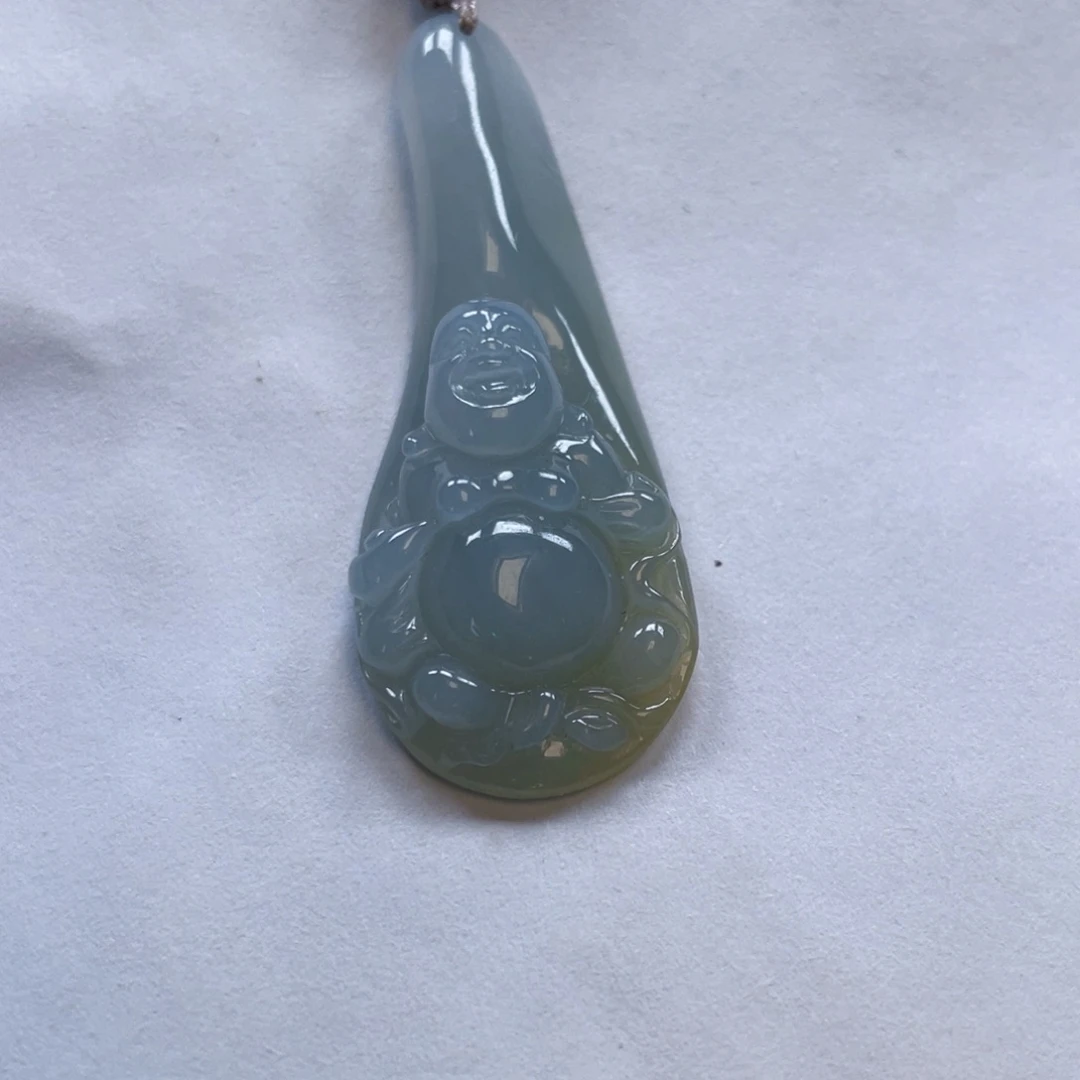 翡翠未镶嵌颈饰逍遥佛