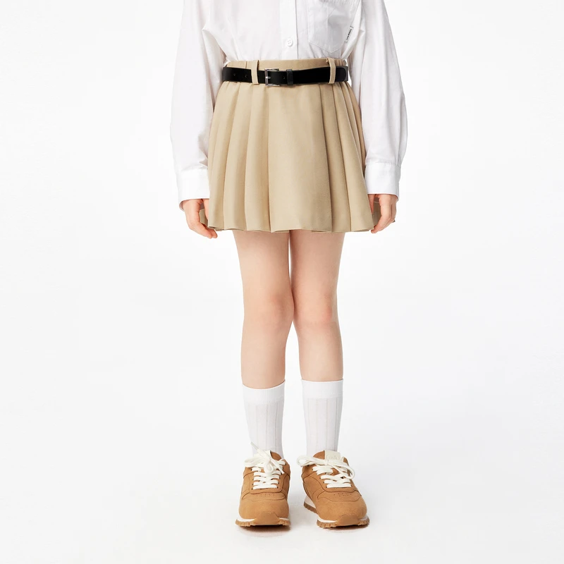 littlemoco童装25春新款女童5A抑菌防晒百褶半身短裙#KBE1SKT008