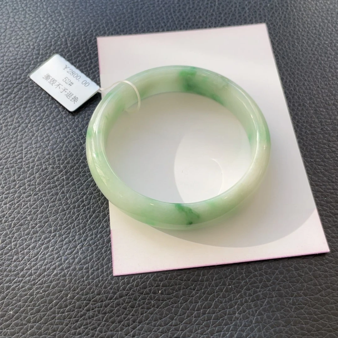 翡翠未镶嵌手镯15号52正圈有纹