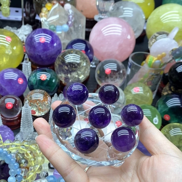 石材天然紫水晶七星阵