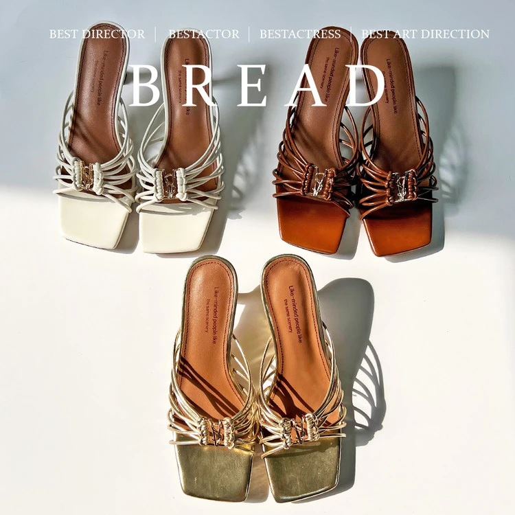 【米兰】法式5.5cm细带方头高跟凉拖女外穿配裙子不累脚细跟凉鞋夏