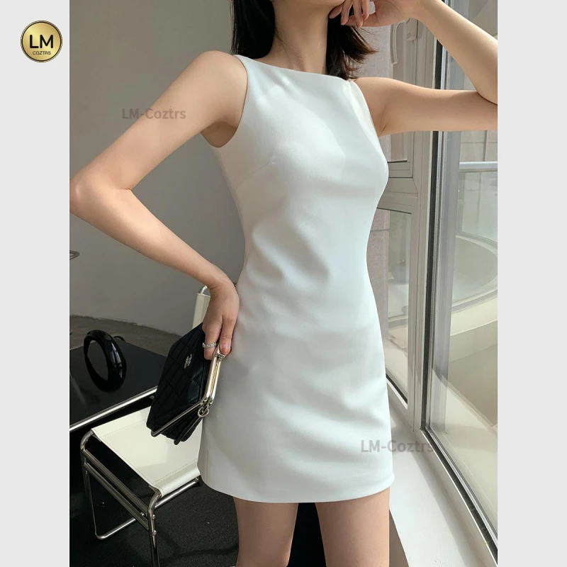 OKR女装 内搭打底裙春秋白色高级感修身显瘦高冷御姐风连衣裙