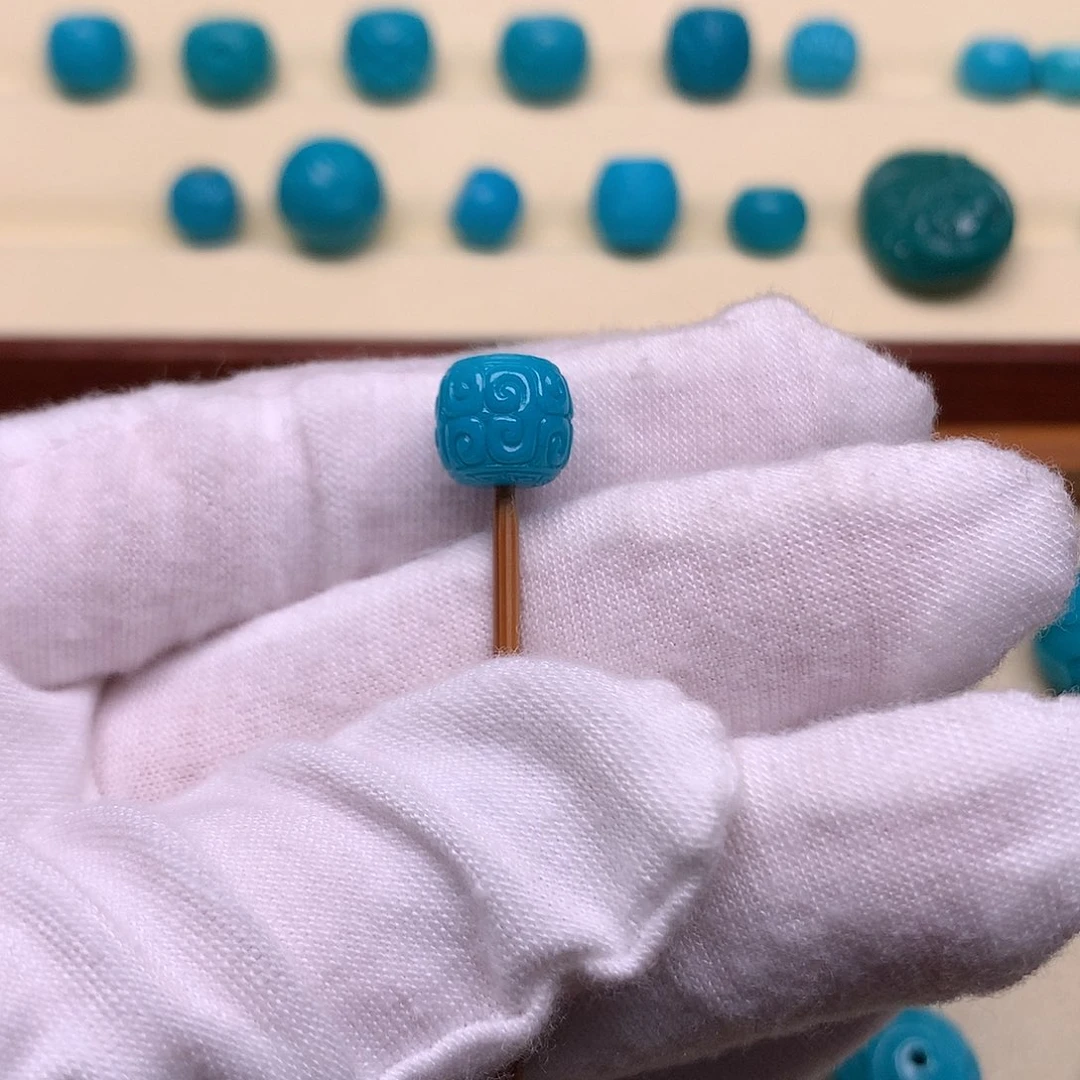 绿松石未镶嵌天然原矿绿松石回纹8.7