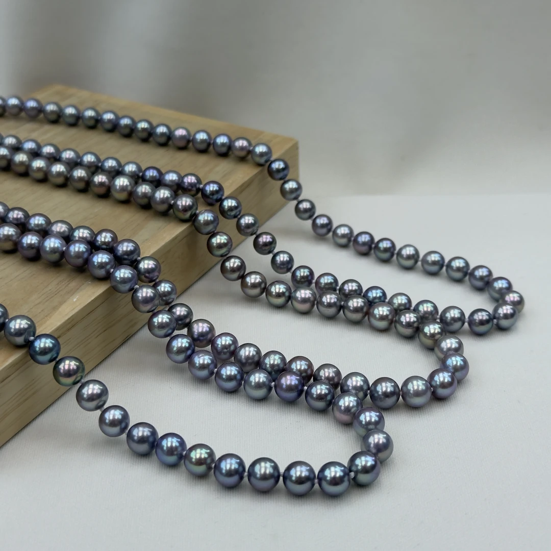 TX317【蓝莓炫紫】天然无核大点位稀有色珍珠满串6.5-8多样性发一