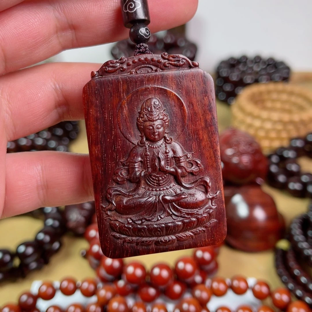吊坠小叶紫檀461观音佛牌满金星