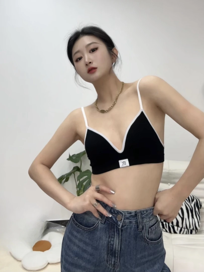 503法式三角杯时尚撞色深V性感内衣莫代尔棉舒适运动休闲风文胸