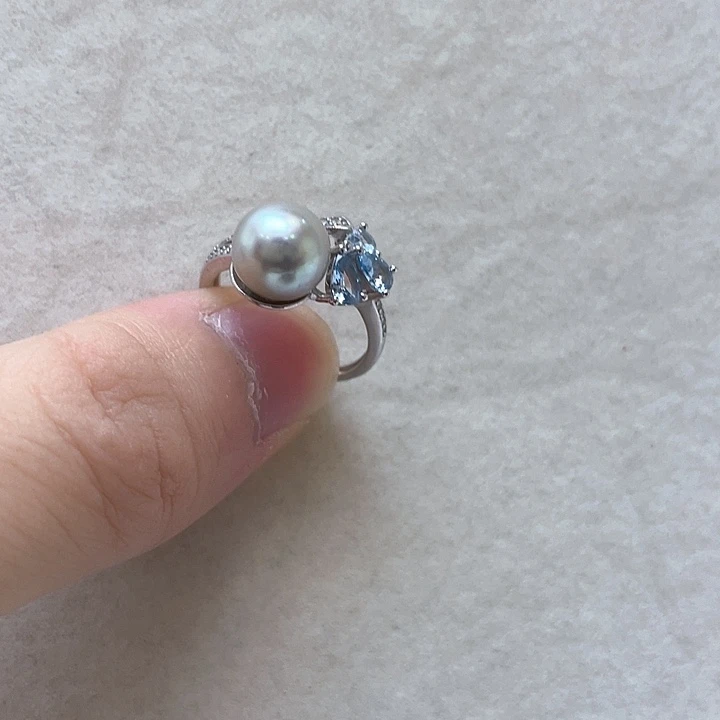 银S925镶嵌海水珍珠戒指