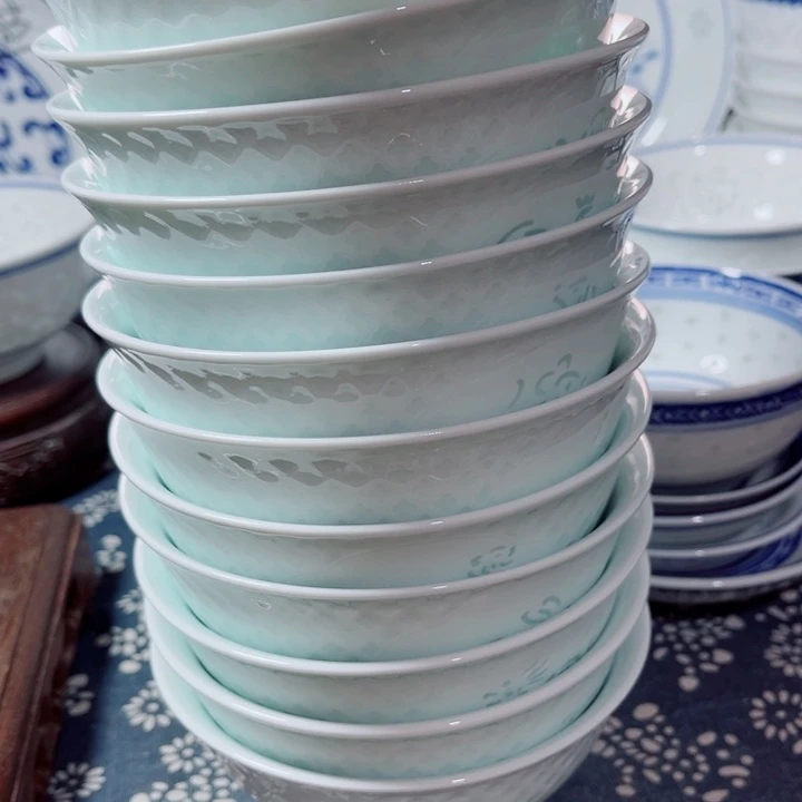 青花玲珑5寸饭碗生肖12个