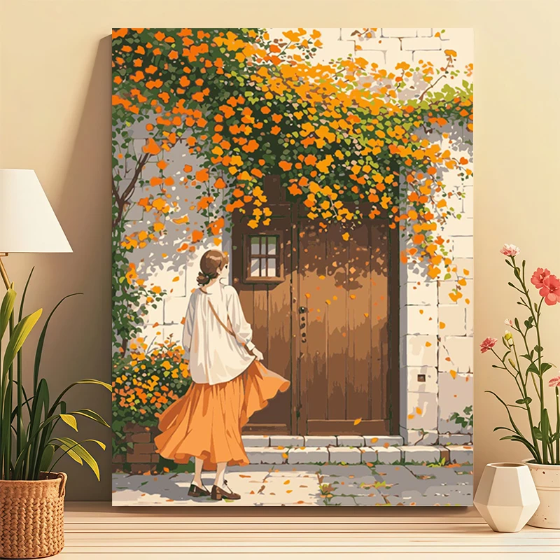 秋色数字油画diy手工填色唯美系绘画治愈送朋友客厅装饰画挂画