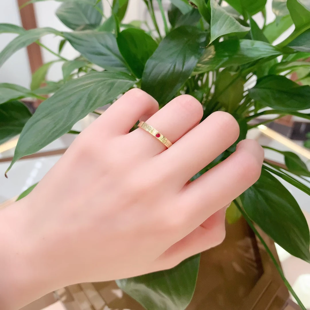 99新 Tiffany & Co./蒂芙尼 3红宝戒指/黄金/#52