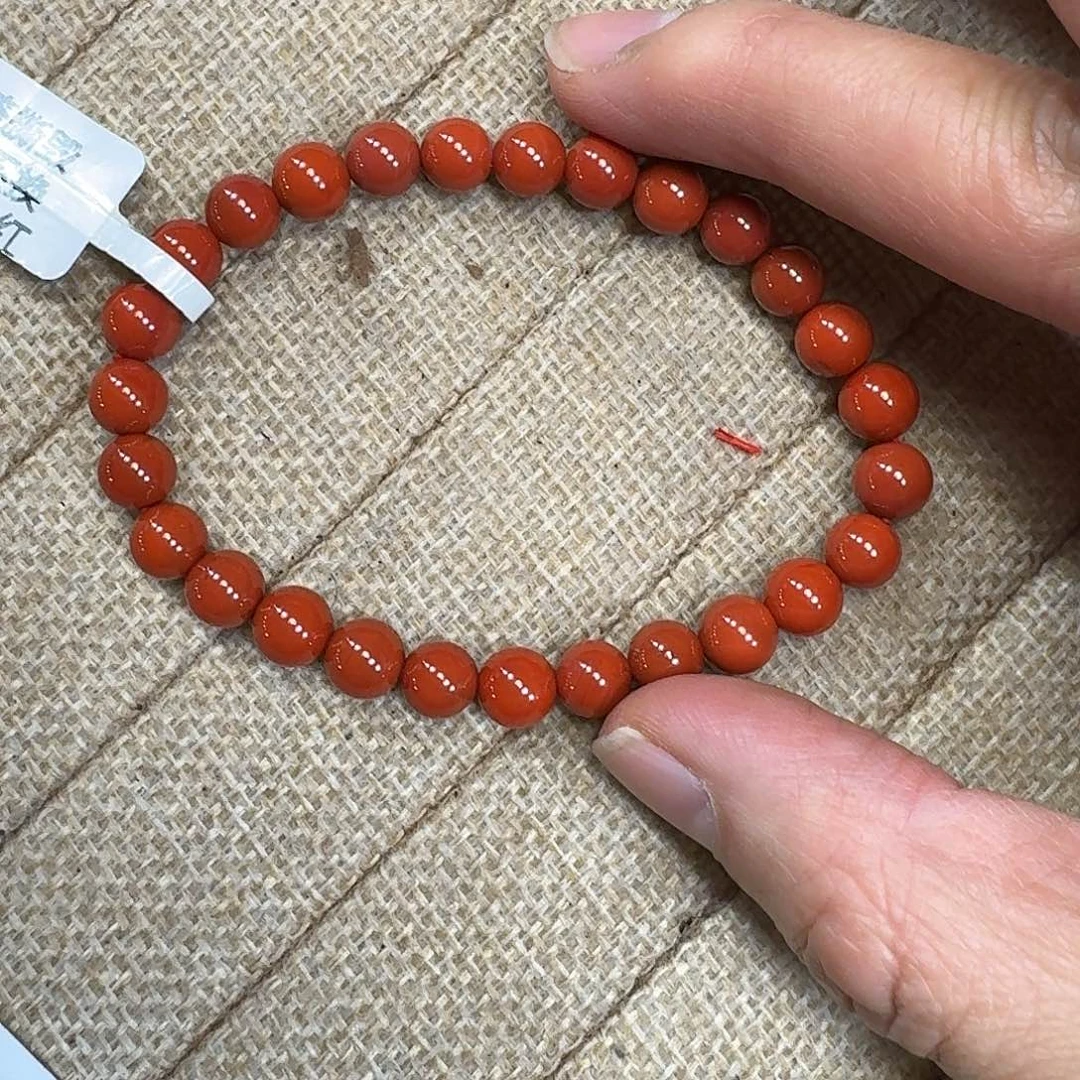 南红玛瑙未镶嵌手链手串原矿南红瓦西满肉满色柿子红7