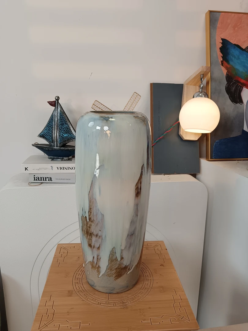 【手工土陶花瓶】复古简约轻奢花瓶-新中式花瓶