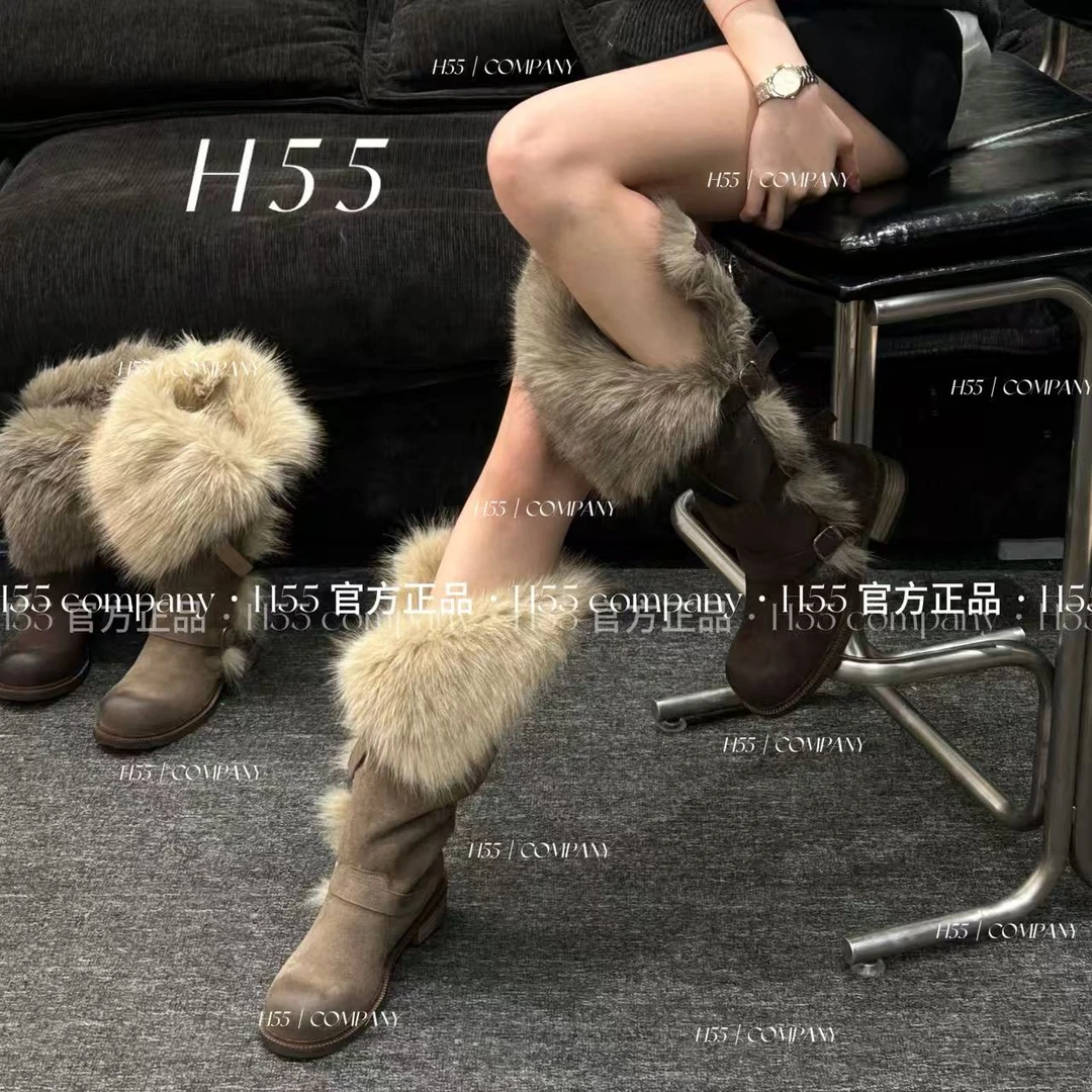 H55女鞋乌托邦时髦百搭长靴新款气质骑士靴长筒靴两穿45-2993【N】