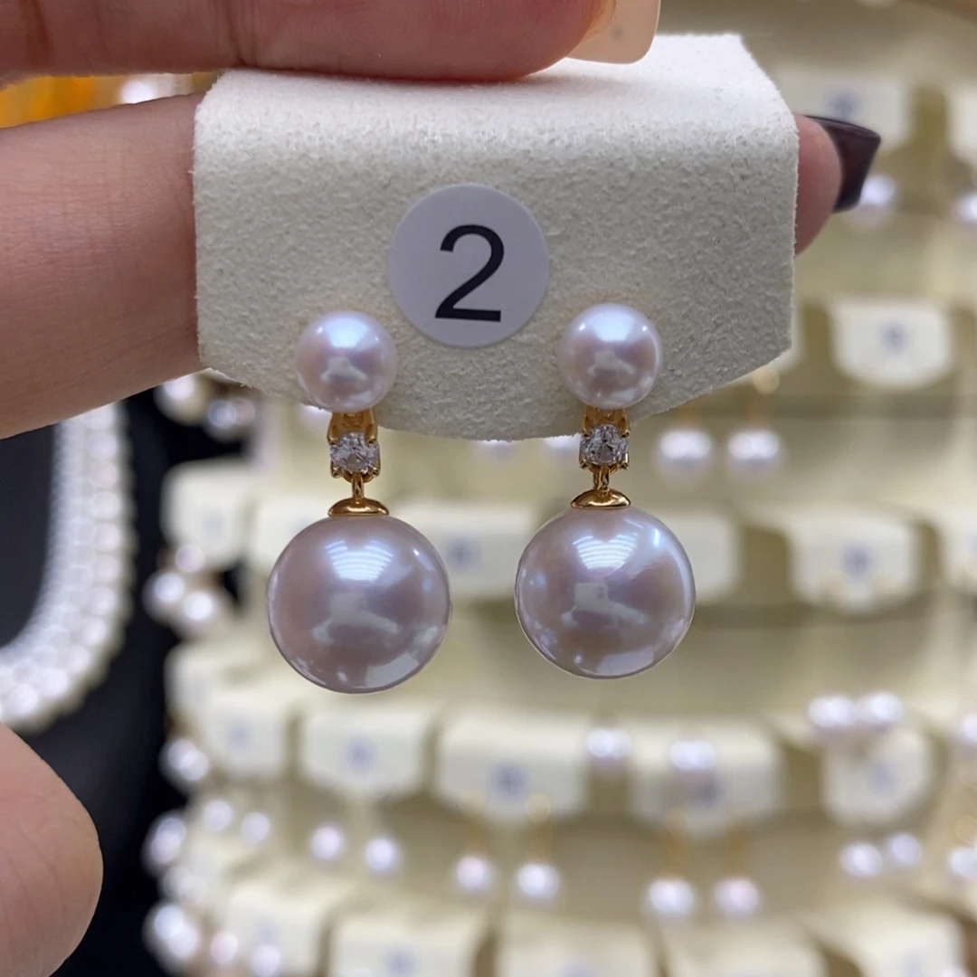 耳饰银S925镶嵌淡水珍珠