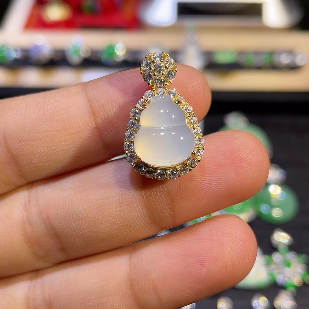 翡翠银S925镶嵌吊坠(不含链)