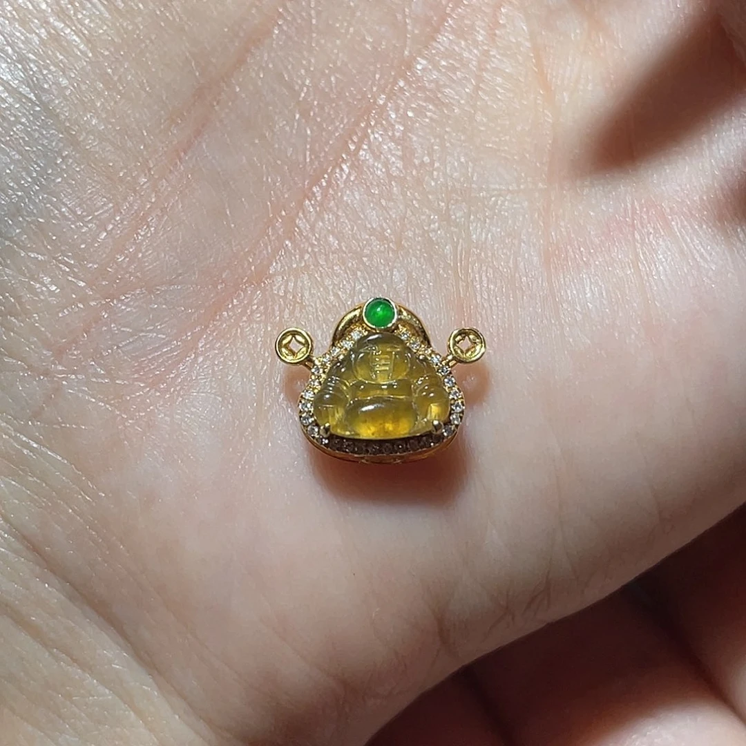 吊坠(不含链)18K金镶嵌翡翠