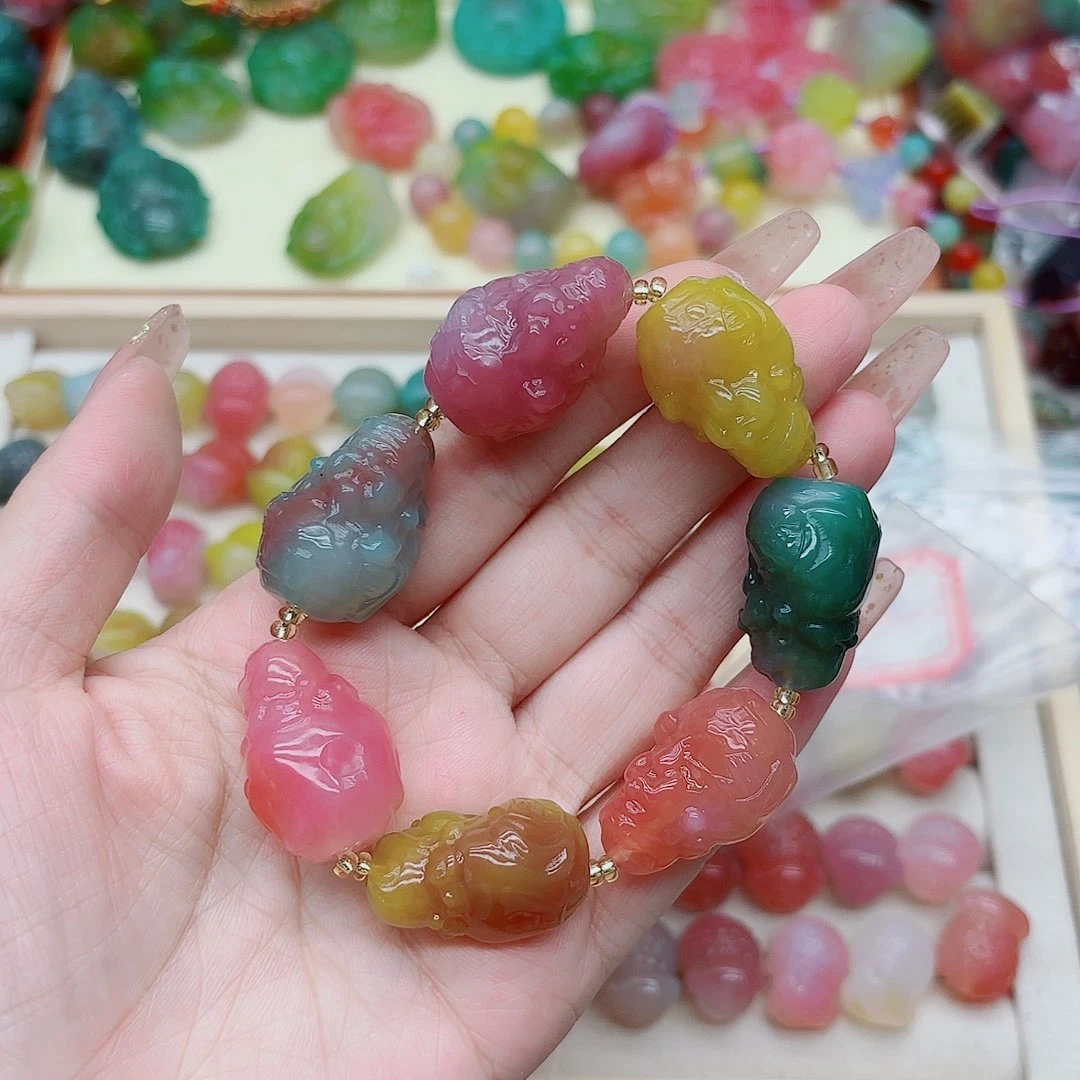 玛瑙/玉髓手链未镶嵌爱****间盐源98