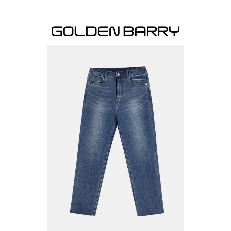 GOLDENBARRY【返季福 利】503123显瘦毛边直筒时尚宽松牛仔裤/微瑕