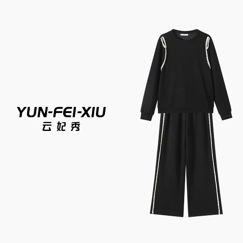 云妃秀大码女装套装宽松显瘦遮肉胖妹妹上衣裤子两件套秋7113AB