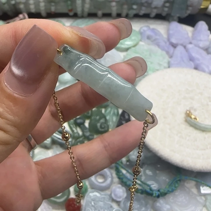 翡翠未镶嵌颈饰竹节手排