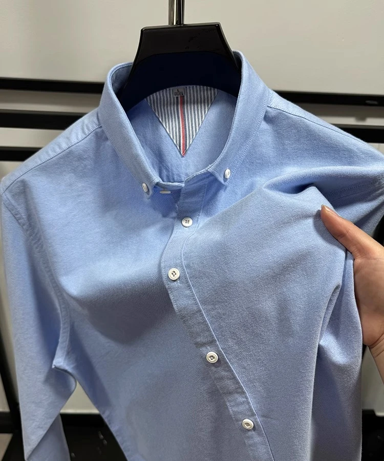 Zero Degree North100%纯棉纯色长袖衬衫男士春秋休闲衬衣上衣