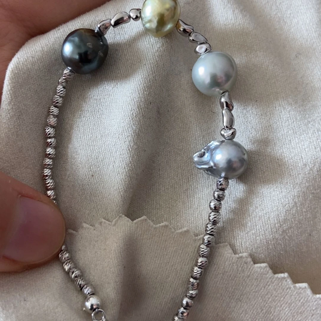 海水珍珠银S925镶嵌手绳