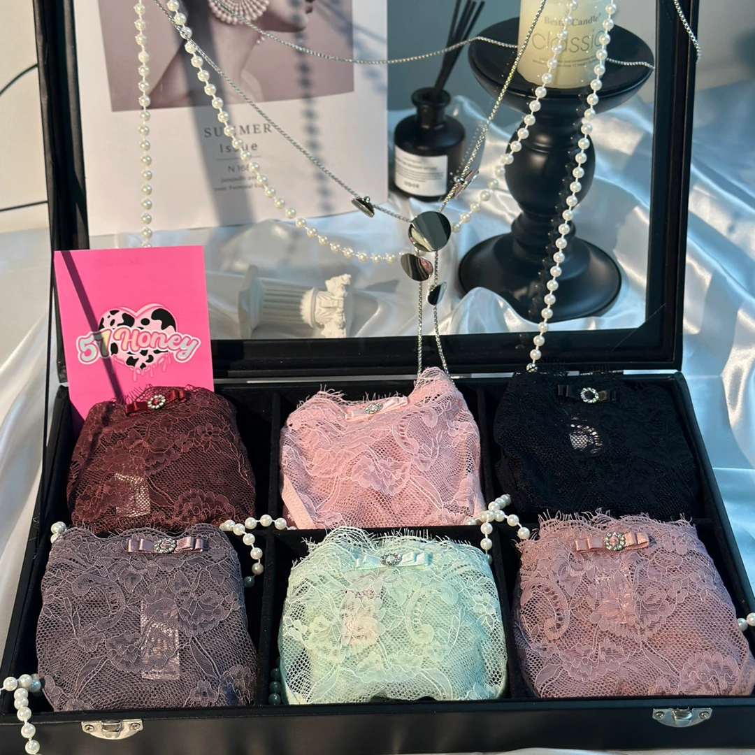 57Honey“火辣mm”水钻性感欧美蕾丝三角舒适感高低腰内裤女款