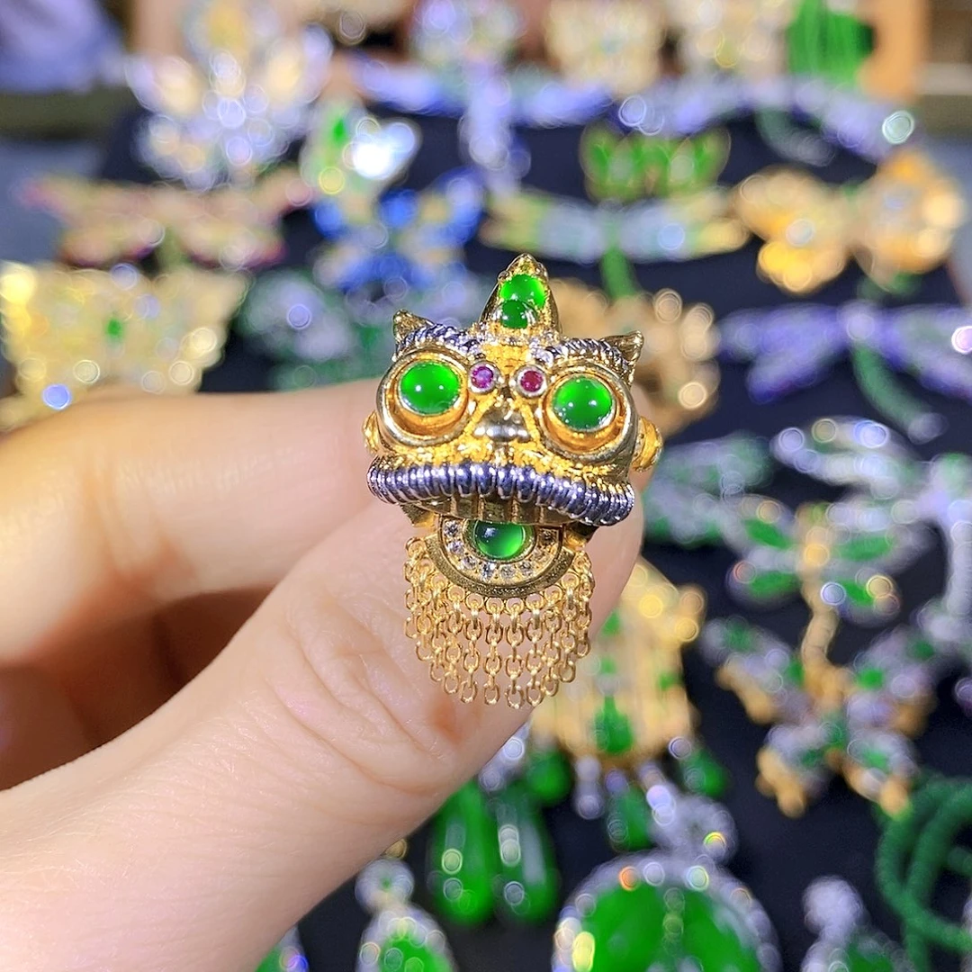 吊坠(不含链)银S925镶嵌翡翠