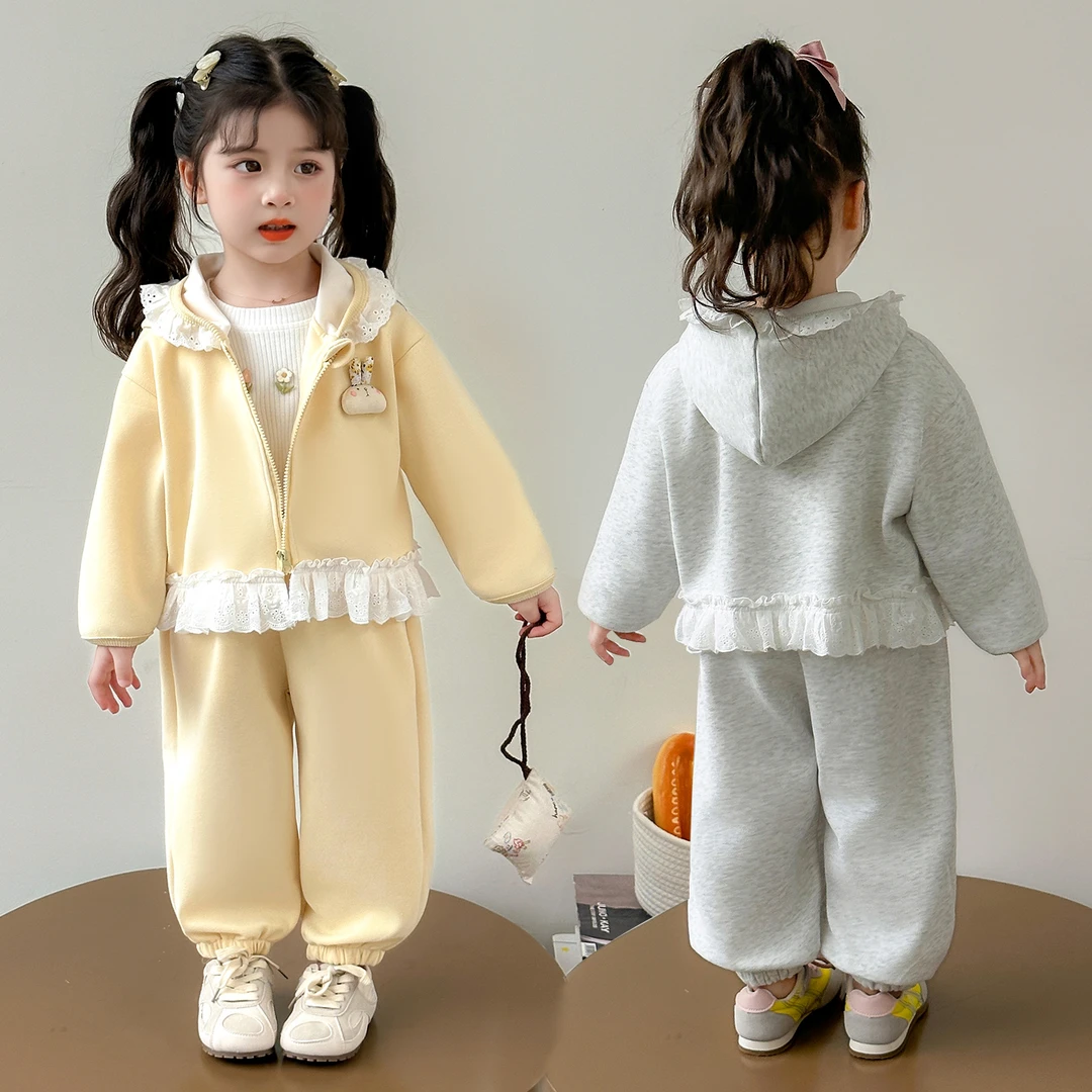 女童春秋新款套装2025洋气拉链外套宝宝卫裤儿童卫衣秋季两件套潮