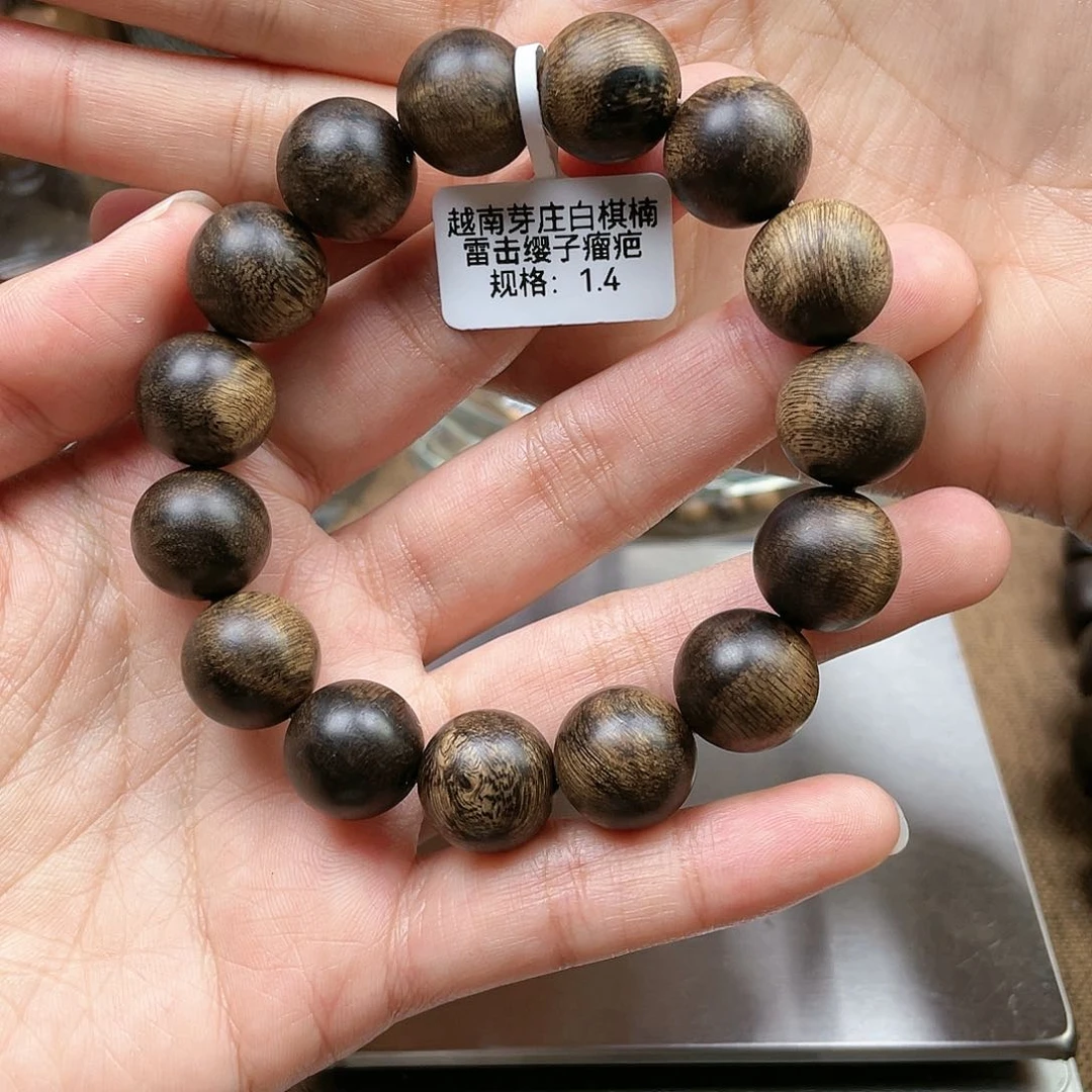 沉香手串枯***子越南芽庄白棋楠