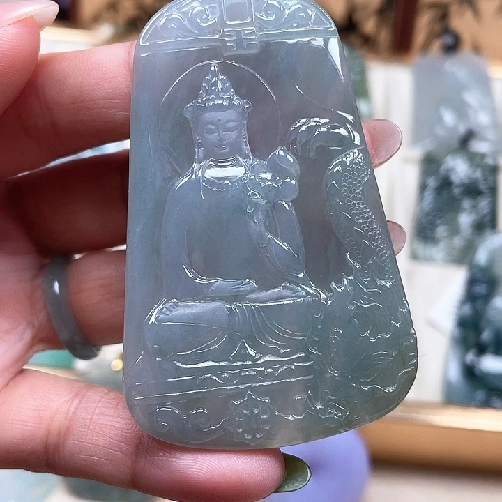 颈饰未镶嵌翡翠翡翠A货，御龙素一观音