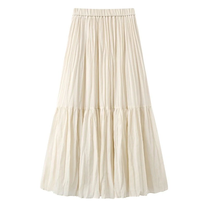 艾家~商场同款2025夏新款时尚百搭松紧腰网纱大摆长裙50613557