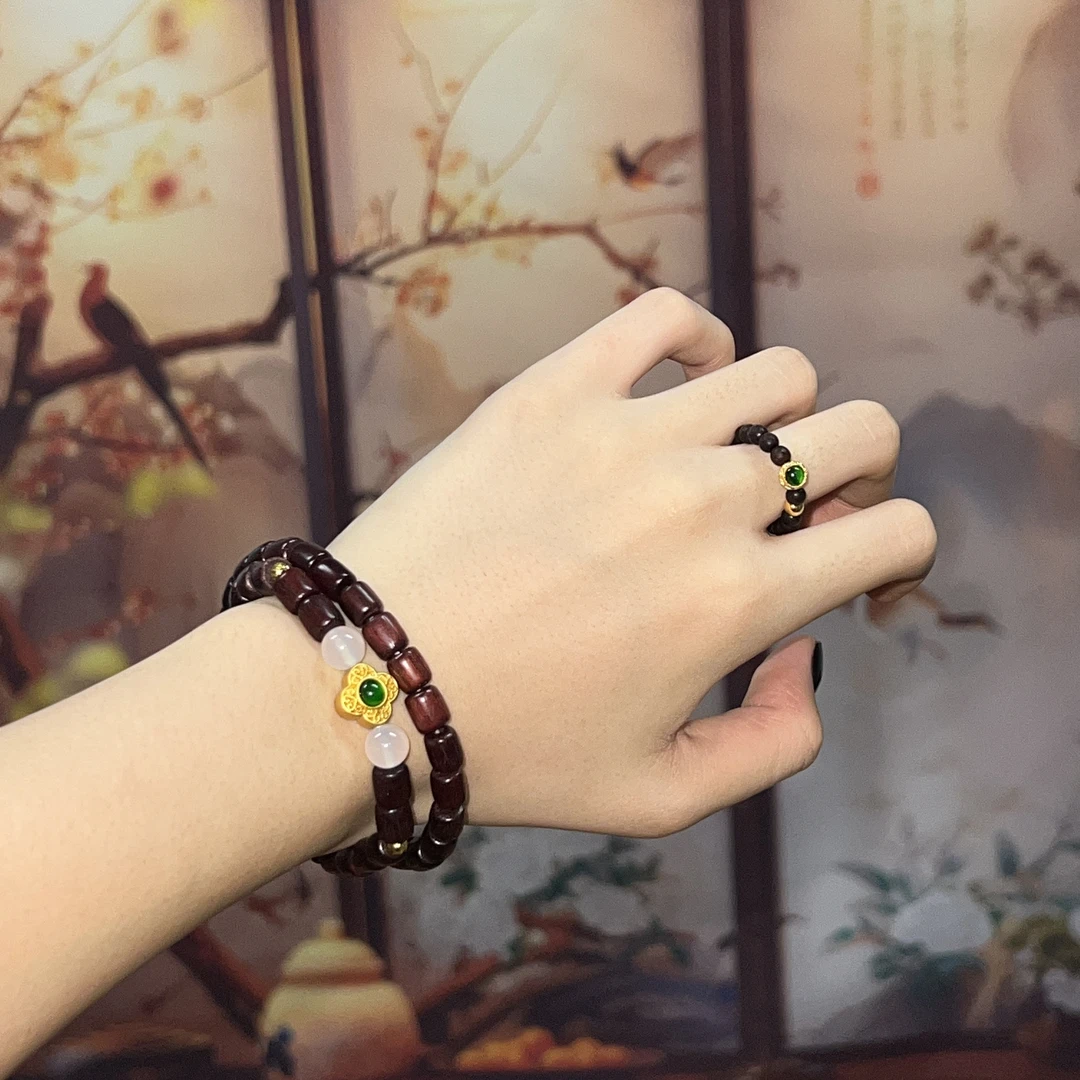 J0159 小叶紫檀双圈+戒指