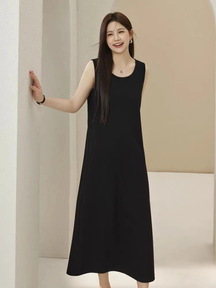 简约螺纹无袖背心连衣裙（2808）