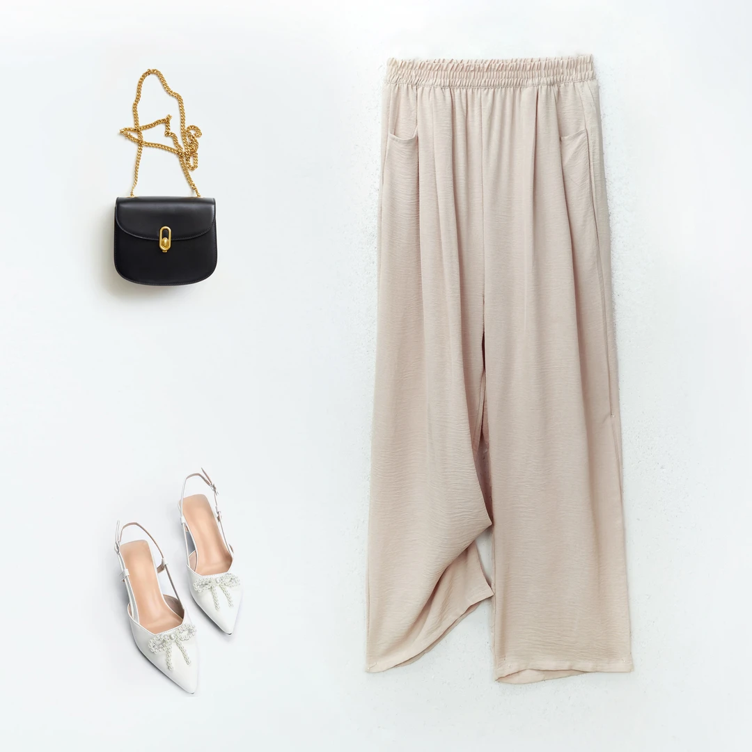 【限量购】大码冰丝皱窄版阔腿裤女高腰大码宽松夏季薄休闲裤显瘦